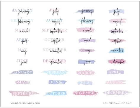 Free Printable Monthly Header Planner Stickers - World of Printables