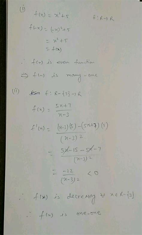 28 Find Whether Following Functions Are One One F R R Defined By F X X 5 5x 7 Ii