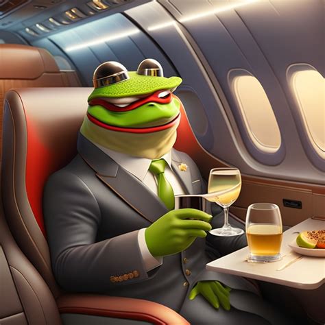 Lexica Pepe The Frog Meme In Business Class Sipping Champaign Very