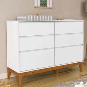 Comoda Gavetas Nature Clean Laqueado Branco Soft Eco Wood Matic