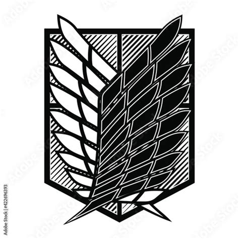 Attack on titan explorer logo flag black white - Illustration Vector ...