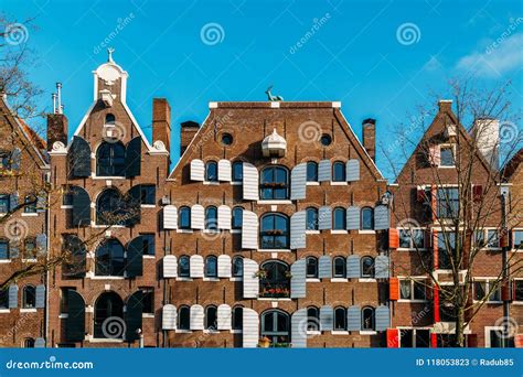 Beautiful Architecture of Dutch Houses on Amsterdam Canal Stock Image ...