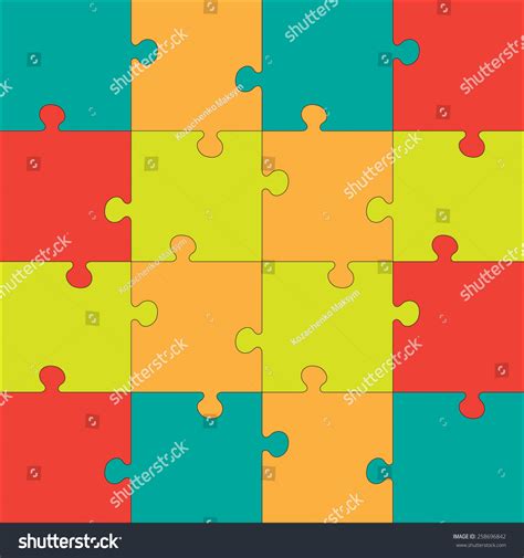 Colorful Jigsaw Puzzle Every Piece Is A Single Shape Seamless Puzzle