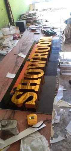 Rectangular Ss Golden Steel Letters Sign Board For Indoor Lighting At