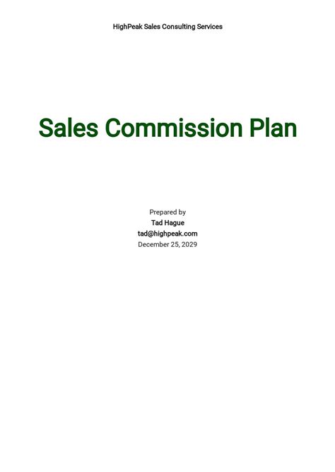 Sales Commission Plan Template