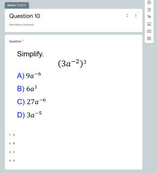 Simplifying Exponential Expressions The Power Rule Google Forms