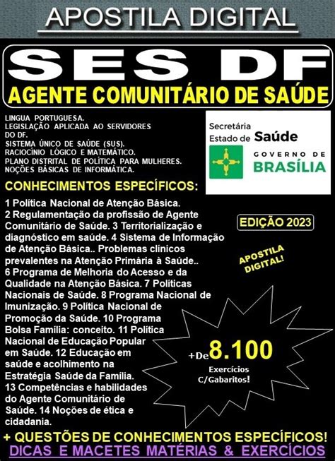 Apostila SES DF AGENTE COMUNITÁRIO de SAÚDE Teoria 8 100