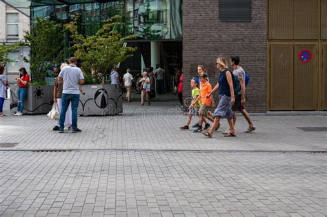 Charleroi, Wallon Region, Belgium - People Walking at the Rive Gacueh ...