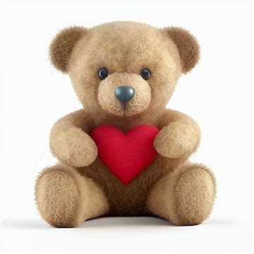 Lindo oso de peluche con amor de corazón y tarjeta de san valentín 3d