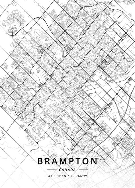 'Brampton, Canada' Poster by Designer Map Art | Displate | Map art, Map ...