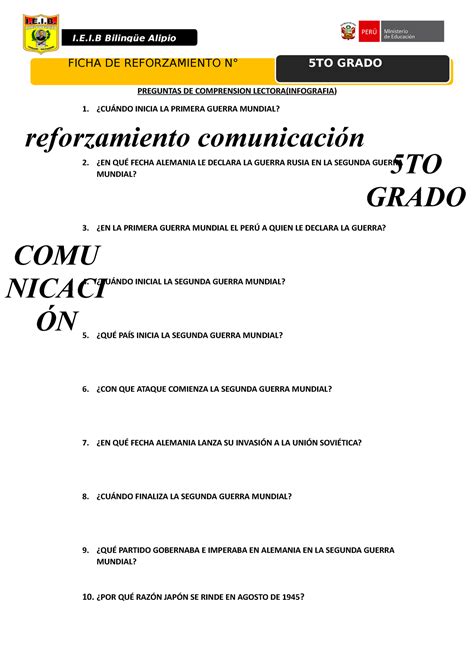 Ficha De Aprendizaje N Infografia Reforzamiento Ficha De