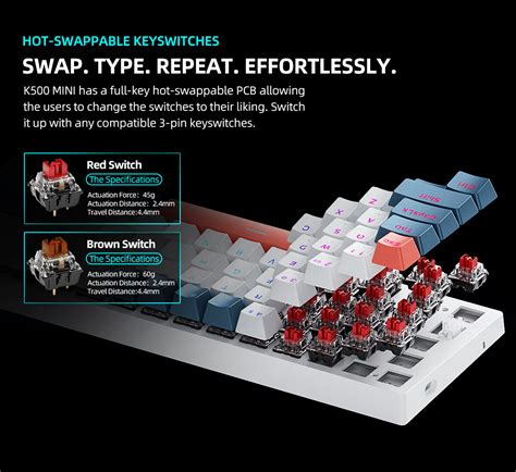 Machenike K500 B61 Mechanical Keyboard 60 Keys Wired Keyboard Hot Swappable RGB Backlit Gaming