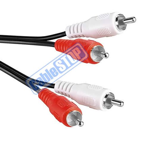 5 Metre Twin Red White 2 Rca Phono Audio Left Right Cable Male To Male