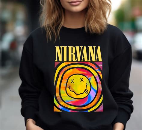 Nirvana Sweatshirt Nirvana Smile Face Crewneck Sweatshirt Nirvana