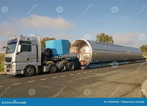 Oversize Load Or Exceptional Convoy A Truck With A Special Semi