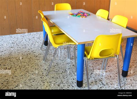 small table with chairs in the classroom of kindergarten Stock Photo ...