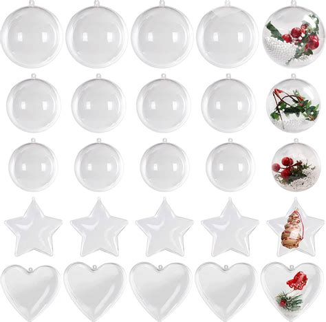 Belle Vous Pack Clear Plastic Christmas Ornaments To Fill Bauble