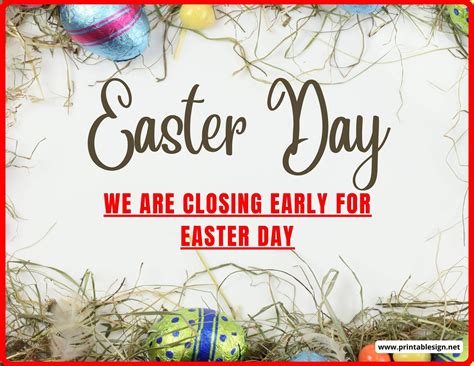 Closing Early Signs For Easter Day | FREE Download