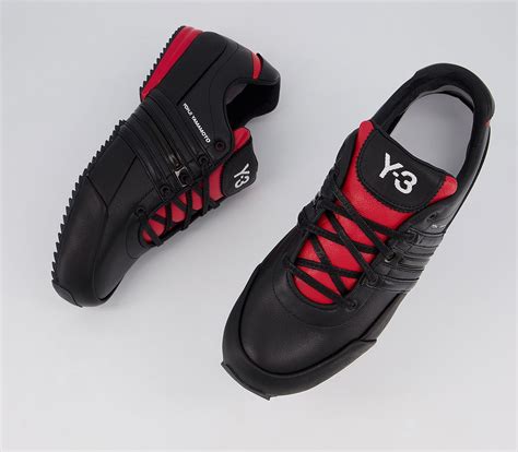 Adidas Y3 Y 3 Sprint Trainers Black Red His Trainers