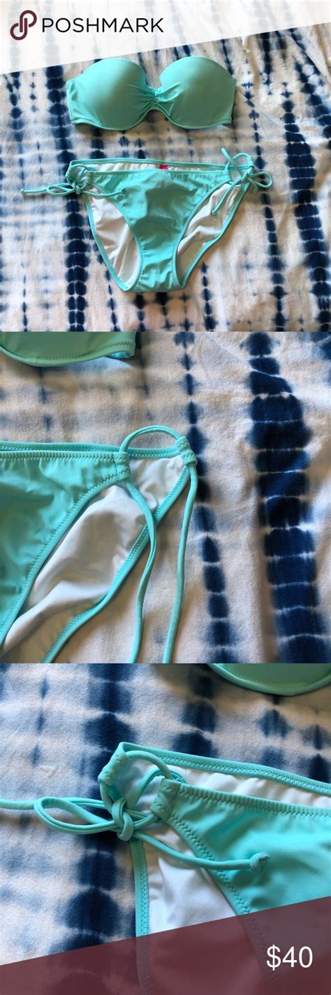 Victorias Secret Aqua Blue Bandeau Bikini Bottoms Are Full Coverage