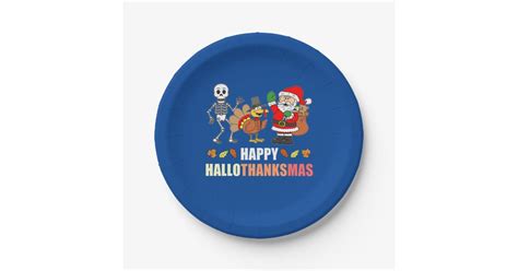 Happy HalloThanksMas Party Paper Plates | Zazzle