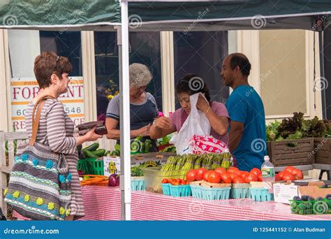 Farmers Selling Their Fruits And Vegetables At The Farmer`s Market In