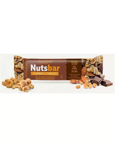 Barra De Castanhas E Chocolate Nuts Bar Sem Gl Ten Banana Brasil