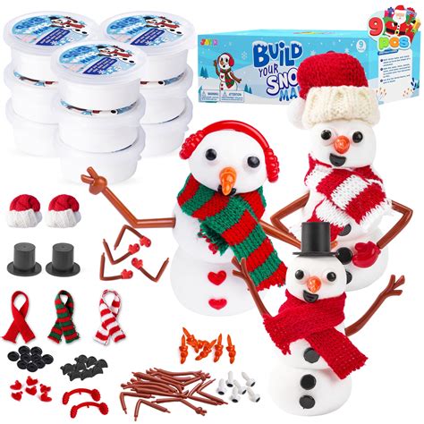 Joyfy 9 PCS Christmas Build a Snowman Craft Kit, DIY Modeling Clay Make