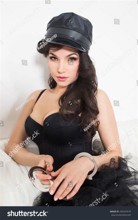 Beautiful Brunette Semi Nude Handcuffs Stock Photo 256347670 Shutterstock