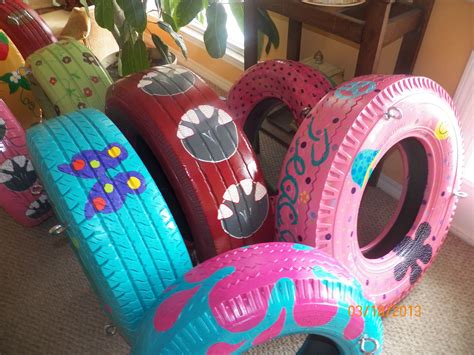 Tire Swings Painted Tires Tyres Recycle Recycled Garden Art