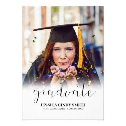 Modern Calligraphy Script Photo Graduation Party Invitation Dyi