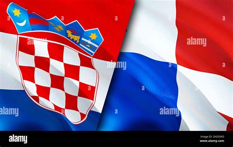 Croatia And Panama Flags D Waving Flag Design Panama Croatia Flag