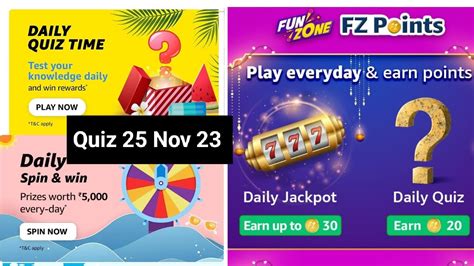 Daily Amazon Quiz Time FZ Points Quiz Daily Spiin And Win 25 November