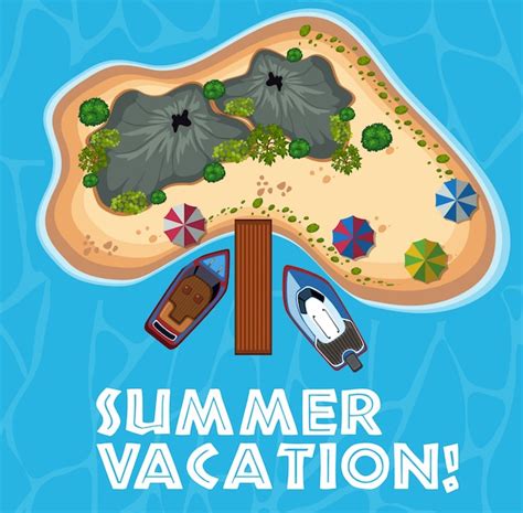 Premium Vector Summer Vacation Theme With Island In The Ocean