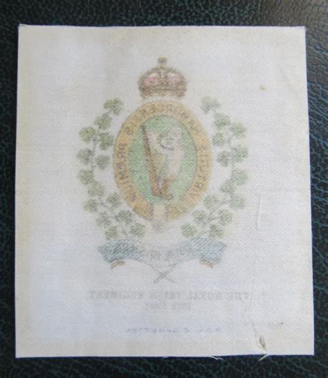 BDV CIGARETTE SILKS Card Medium Royal Irish Regiment Ww1 1914 Military