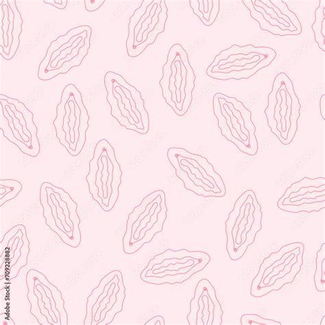 Seamless Pattern With Hand Drawn Vulvas Line Drawing Silhouettes Of Female Body Part Vagina