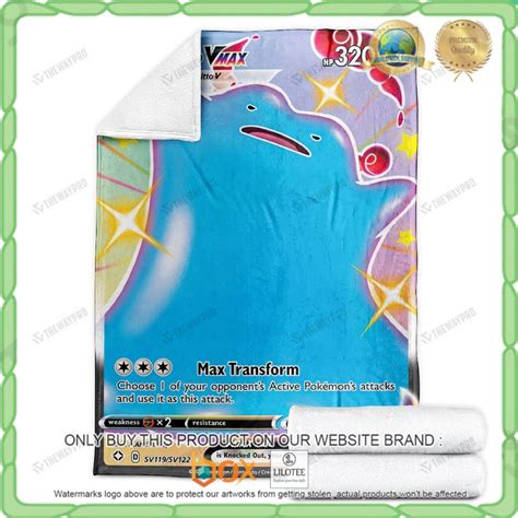 HOT Fleece Blanket Ditto VMAX Shining Fates Custom Pokemon Express Your Unique Style With