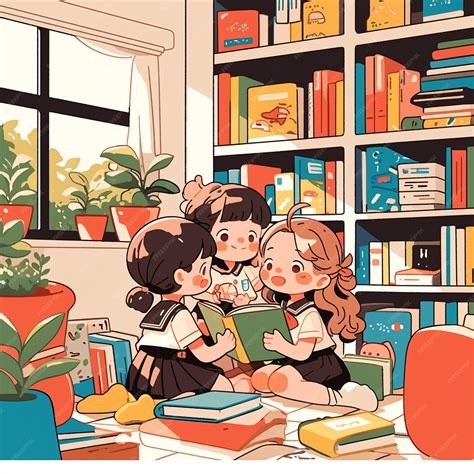 Premium Vector | Kids Visiting the School Library