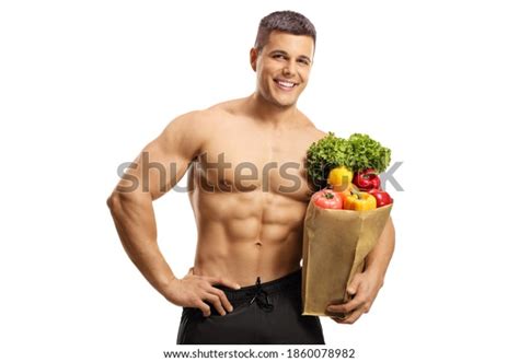 Handsome Naked Man Smiling Holding Bag Stock Photo Shutterstock