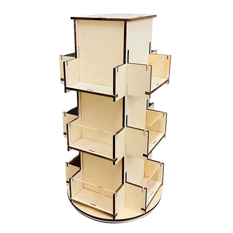 Buy Rotating Display Stand 3 Tier Wooden Organizer 4 Sided Display Rack 360 Degree Spinning