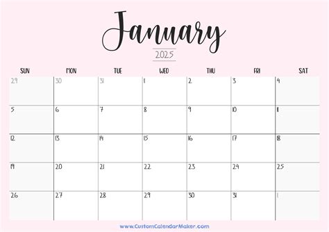 January Calendar Printable Cursive Templates Brooke Kirsti