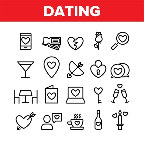 Dating Love Collection Elements Icons Set Vector 9962158 Vector Art At