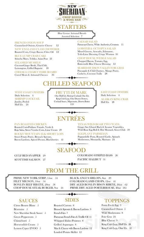 chop house restaurant menu 2