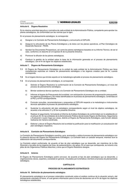 Directiva General Del Proceso De Planeamiento Estrategico Sinaplan