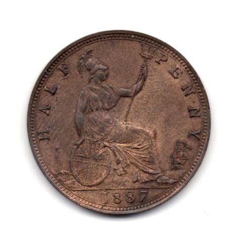 1887 Halfpenny Victoria Coinage Of England