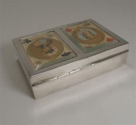 Antique English Sterling Silver Playing Card Box 1899 For Sale At 1stdibs