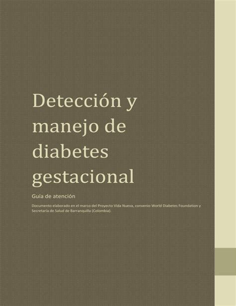 Detecci N Y Manejo De Diabetes Gestacional