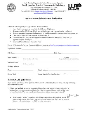 Fillable Online Apprenticeship Reinstatement Application Fax Email