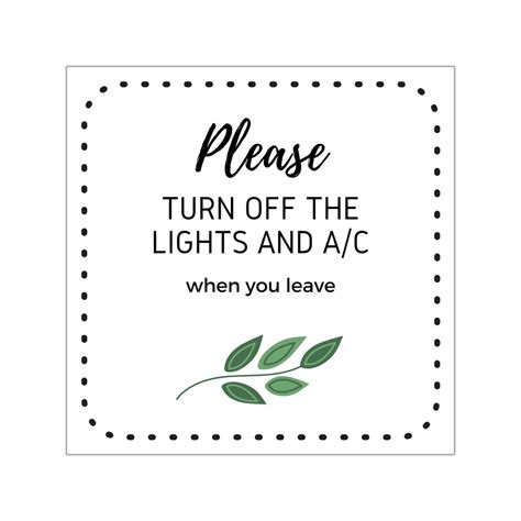 Turn Off The Lights Vinyl Sticker Airbnb Energy Saving Sticker Indoor And Outdoor Etsy