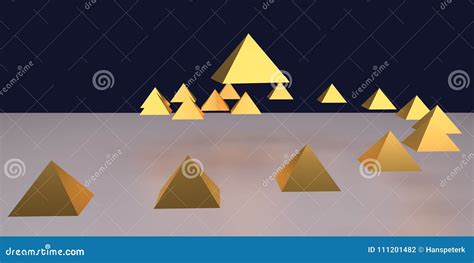 Illustration 3d Des Pyramides D Or Brillantes Illustration Stock